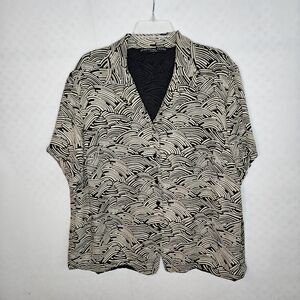 Josephine Chaus Women's 100% Silk Blouse, Short Sleeve Button Up Shirt Size 1X